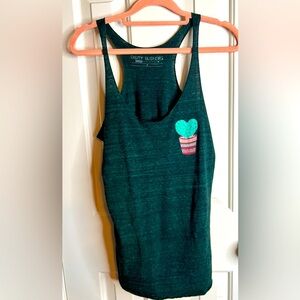 Dirty Blondes green cactus succulent plant tank top size small